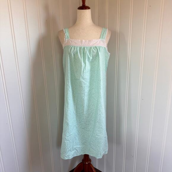 Vintage 80s/90s Cottagecore Green Nightgown S - Picture 1 of 6